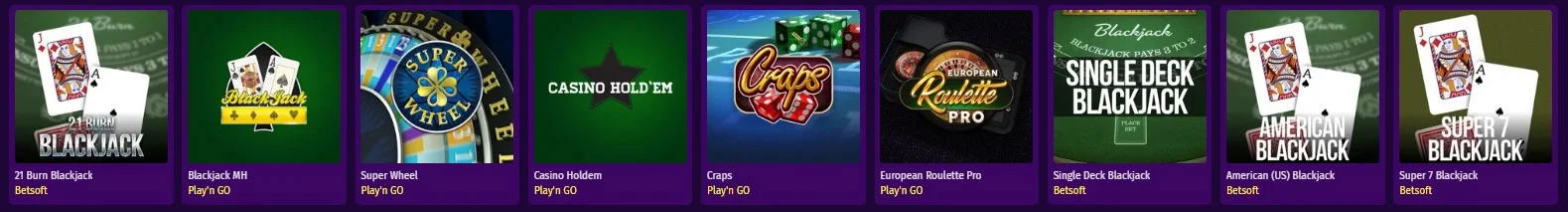 GreatSlots Casino Table Games